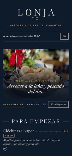 Carta de Lonja en un móvil
